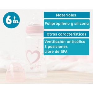 Biberón Corazón 360ml Kiokids  Alimentacion y Lactancia - La Cesta Mágica