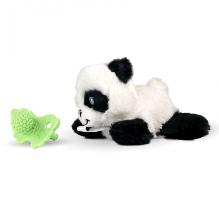 Peluche Panda + Sujeta Chupete Mordedor Verde RaZbuddy  Alimentacion y Lactancia - La Cesta Mágica