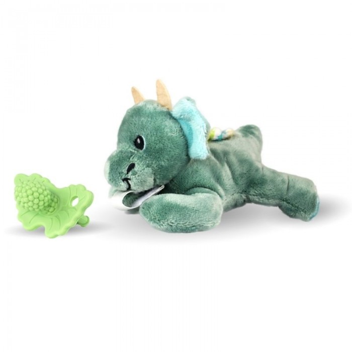 Peluche Dragon + Sujeta Chupete Mordedor Verde RaZbuddy  Alimentacion y Lactancia - La Cesta Mágica