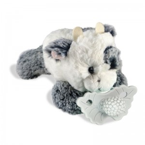 Peluche Vaquita + Sujeta Chupete Mordedor Blanco RaZbuddy  Alimentacion y Lactancia - La Cesta Mágica