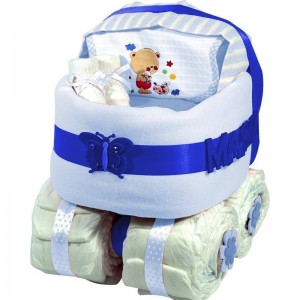 Tarta de Pañales Carrito Niño  Tartas de Pañales - La Cesta Mágica