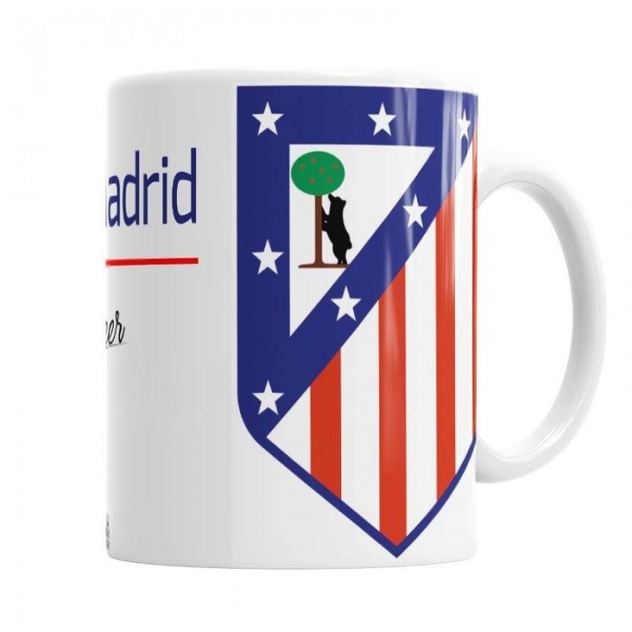 Taza de cerámica Atlético Madrid personalizada con nombre, regalos