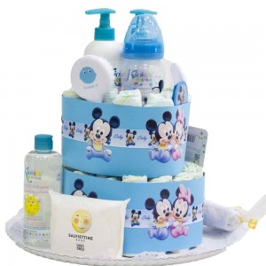 Tarta de Pañales al baño Disney Azul  Tartas de Pañales - La Cesta Mágica