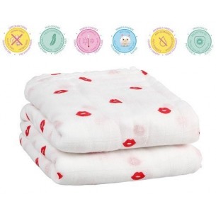 Muselina Bambú y Algodón Mrs Labios  De Paseo - La Cesta Mágica