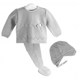 Conjunto para bebé de 3 piezas Gris Perla Cha-O  Ropa Bebé - La Cesta Mágica 2