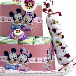 Tarta de Pañales Disney Rosa  Tartas de Pañales - La Cesta Mágica 2