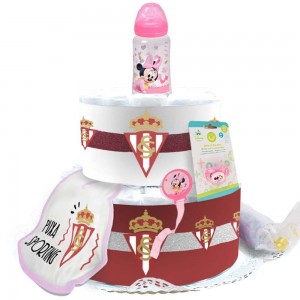 Tarta de Pañales Sporting de Gijón - Rosa  Tartas de Pañales - La Cesta Mágica