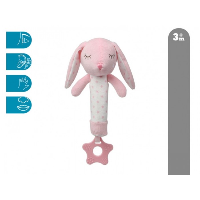 Sonajero Mordedor Conejito Rosa  Peluches y Mas - La Cesta Mágica