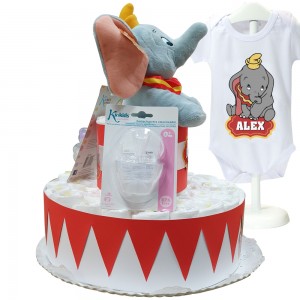 Tarta Dumbo Circus  Tartas de Pañales - La Cesta Mágica